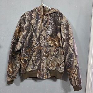 Vintage Dri Duck Mens Cheyenne Realtree Camo Canvas Hooded Jacket Large